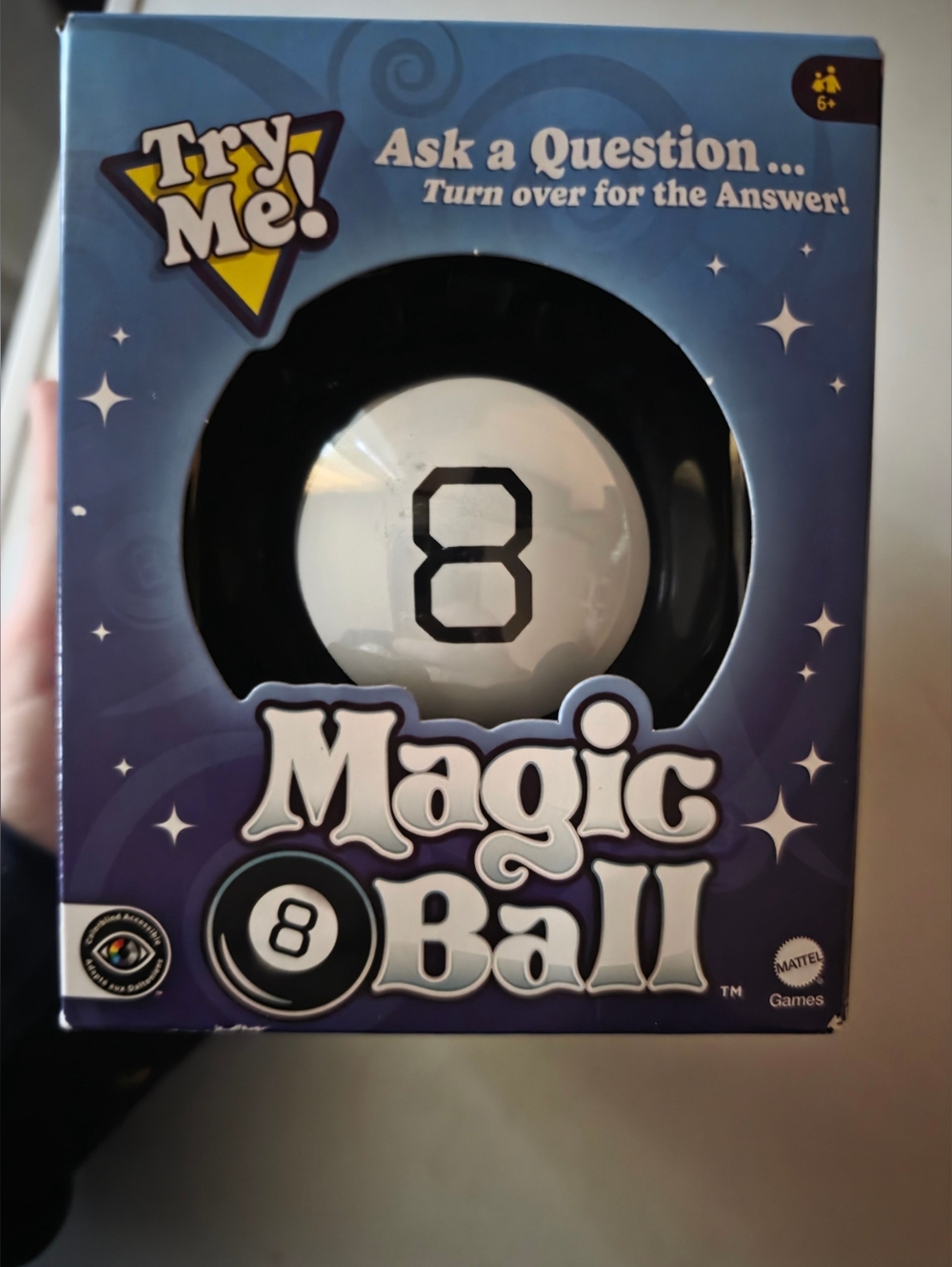 Mattel Magic 8 Ball in Blue and Black Packaging